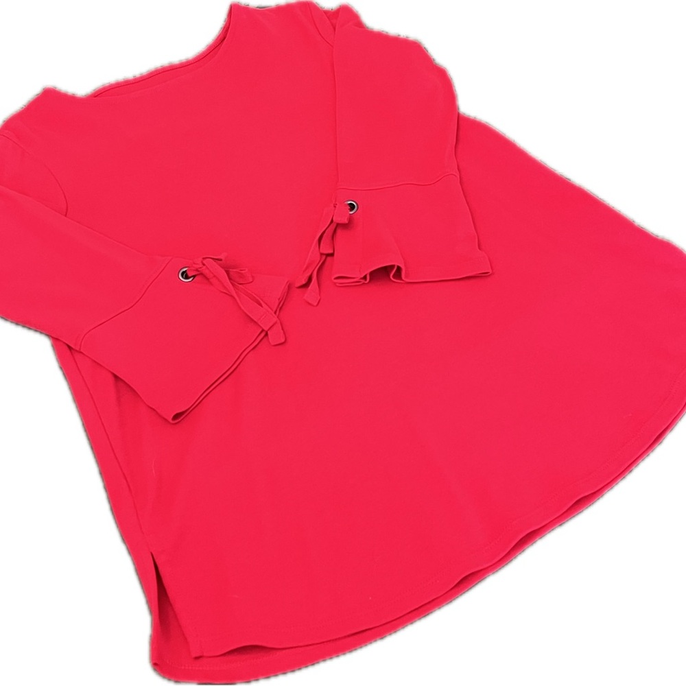 J. Jill Pima Tie-Sleeve Tee Red Women’s Size Small NWOT - Picture 3 of 6